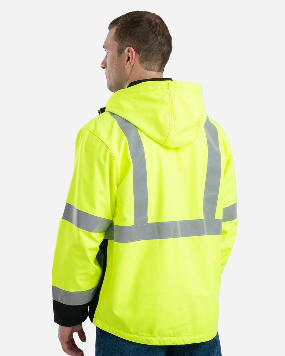 Men's Tall Hi-Vis Class 3 Hooded Soft Shell Jacket