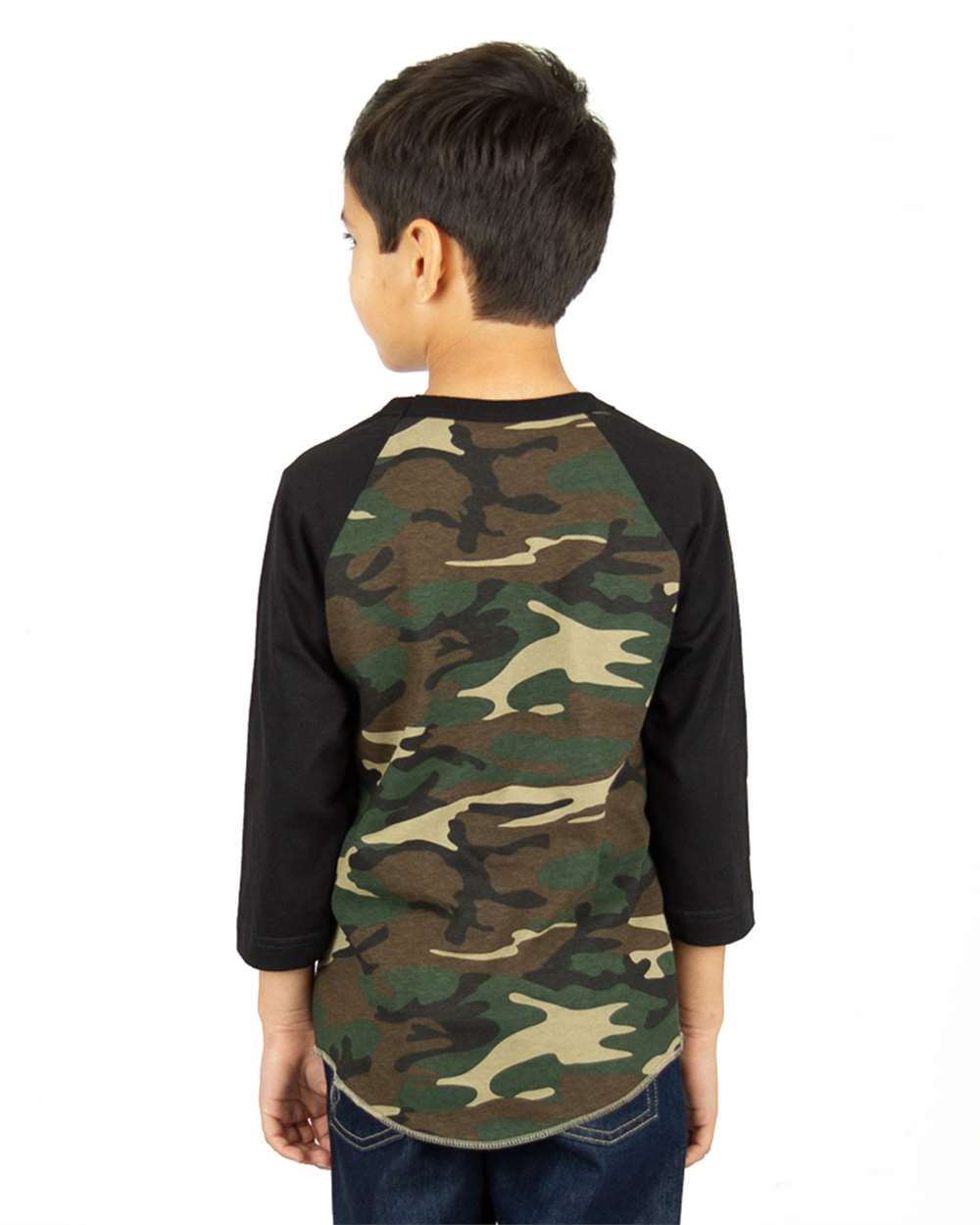 Youth Three-Quarter Sleeve Camo Raglan T-Shirt