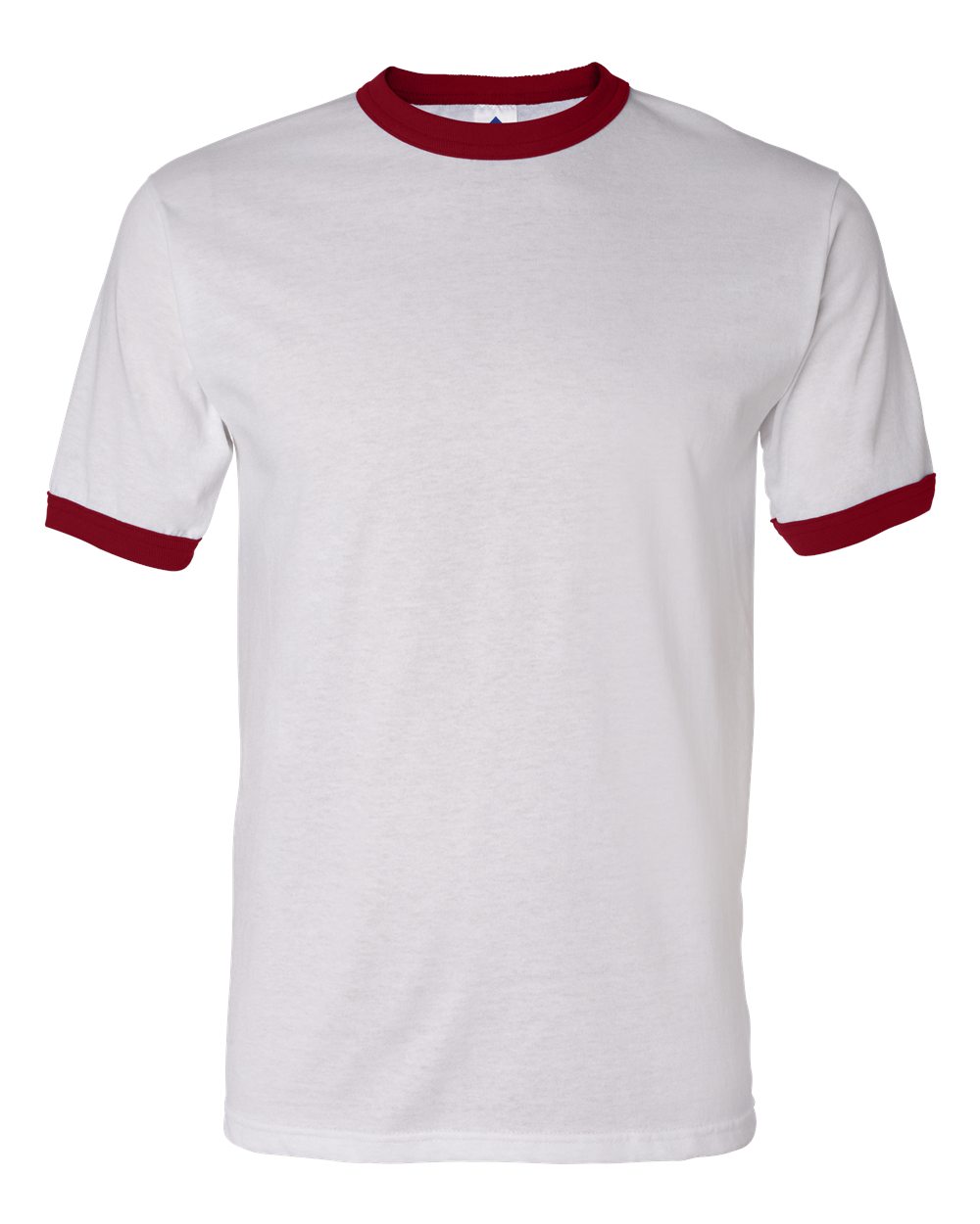Augusta Sportswear Men's Small Ringer T-Shirt – Soft Jersey Knit Tee with Contrast Collar, Cuffs, and Classic Set-in Sleeves, White/Red
