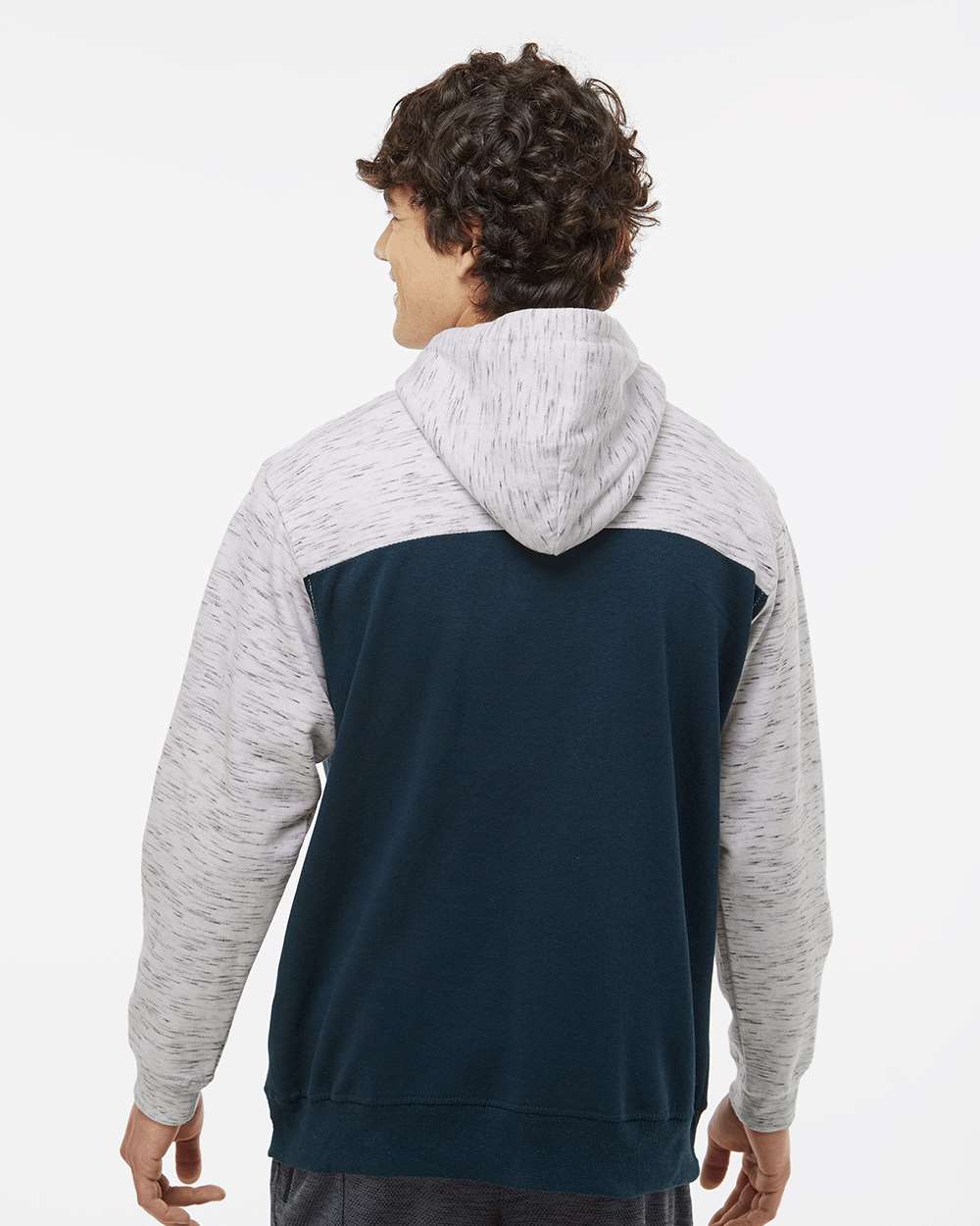 Men's Mélange Fleece Colorblocked Hooded Sweatshirt