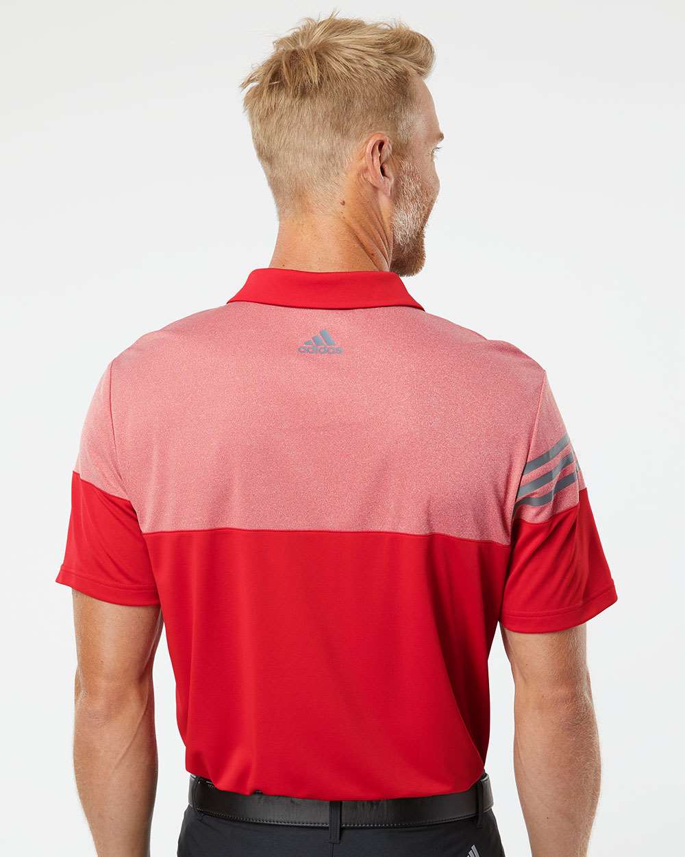 Men's Heathered 3-Stripes Colorblocked Polo