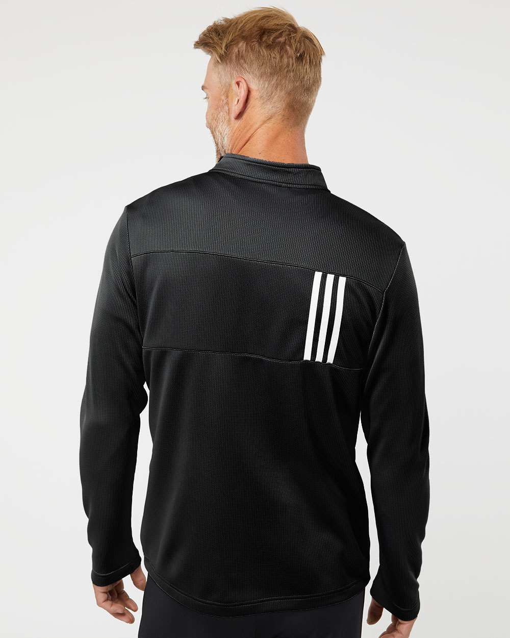 Men's 3-Stripes Double-Knit Quarter-Zip Pullover