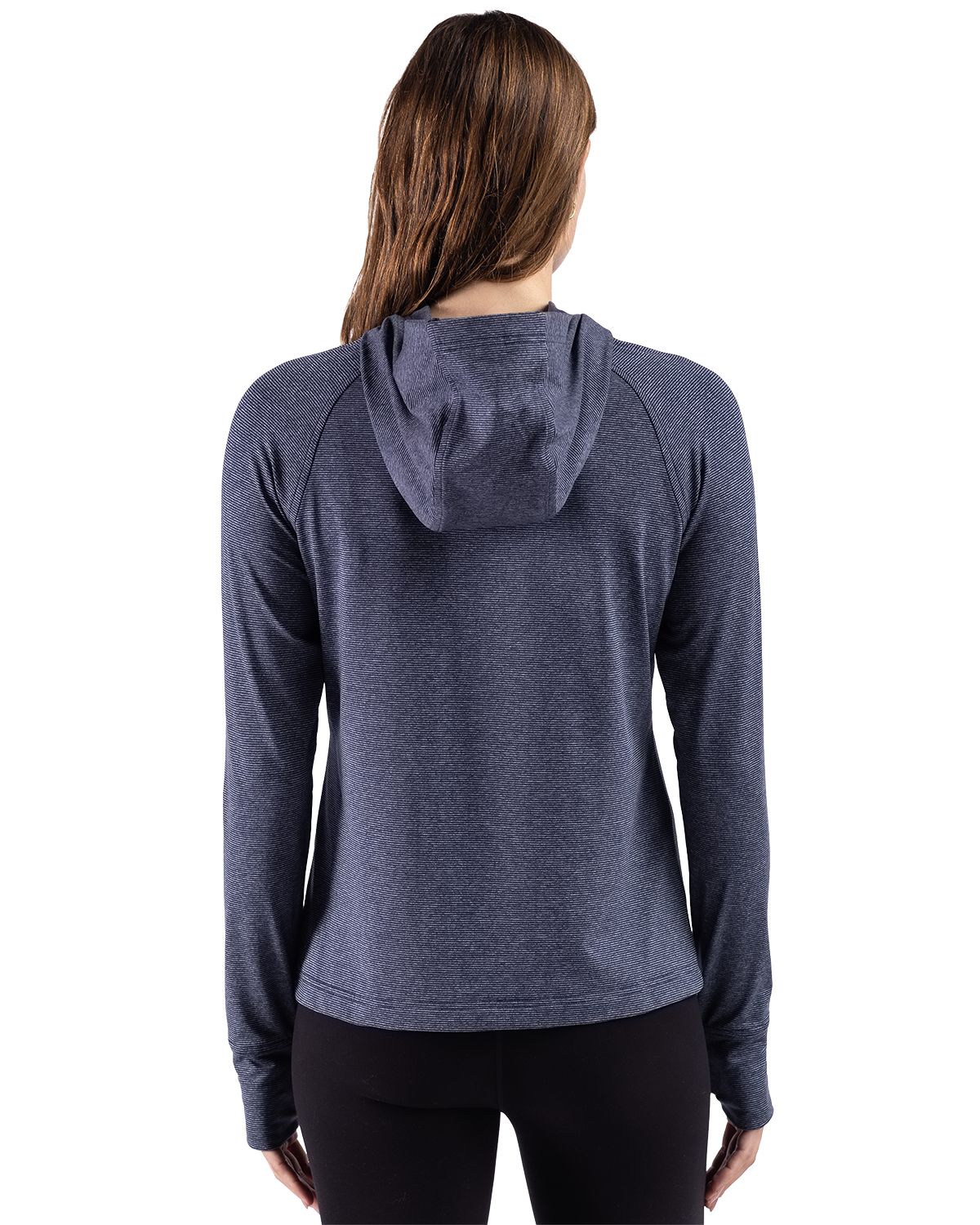 Cutter & Buck Adapt Recycled Soft Knit Stripe Womens Hooded Pullover