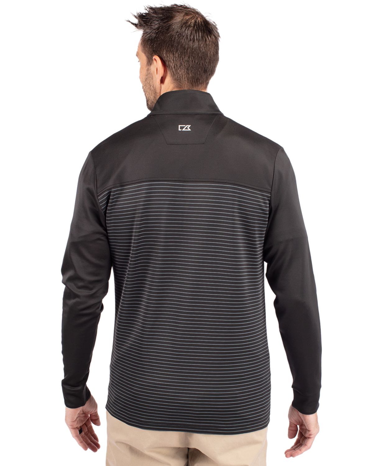 Cutter & Buck Traverse Recycled Stretch Stripe Mens Quarter Zip