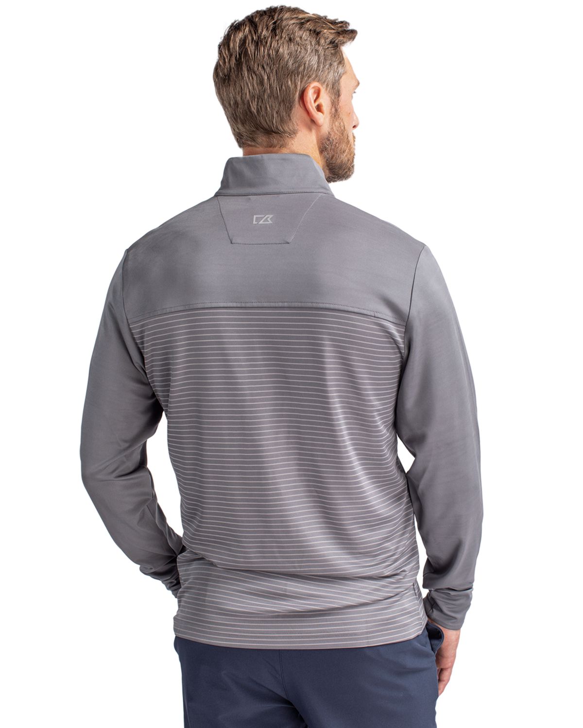 Cutter & Buck Traverse Recycled Stretch Stripe Mens Big & Tall Quarter Zip