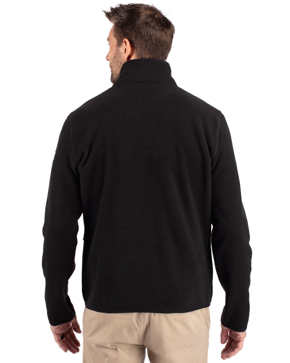 Cutter & Buck Cascade Epic Comfort Recycled Sherpa Fleece Mens Big & Tall Quarter Zip Jacket