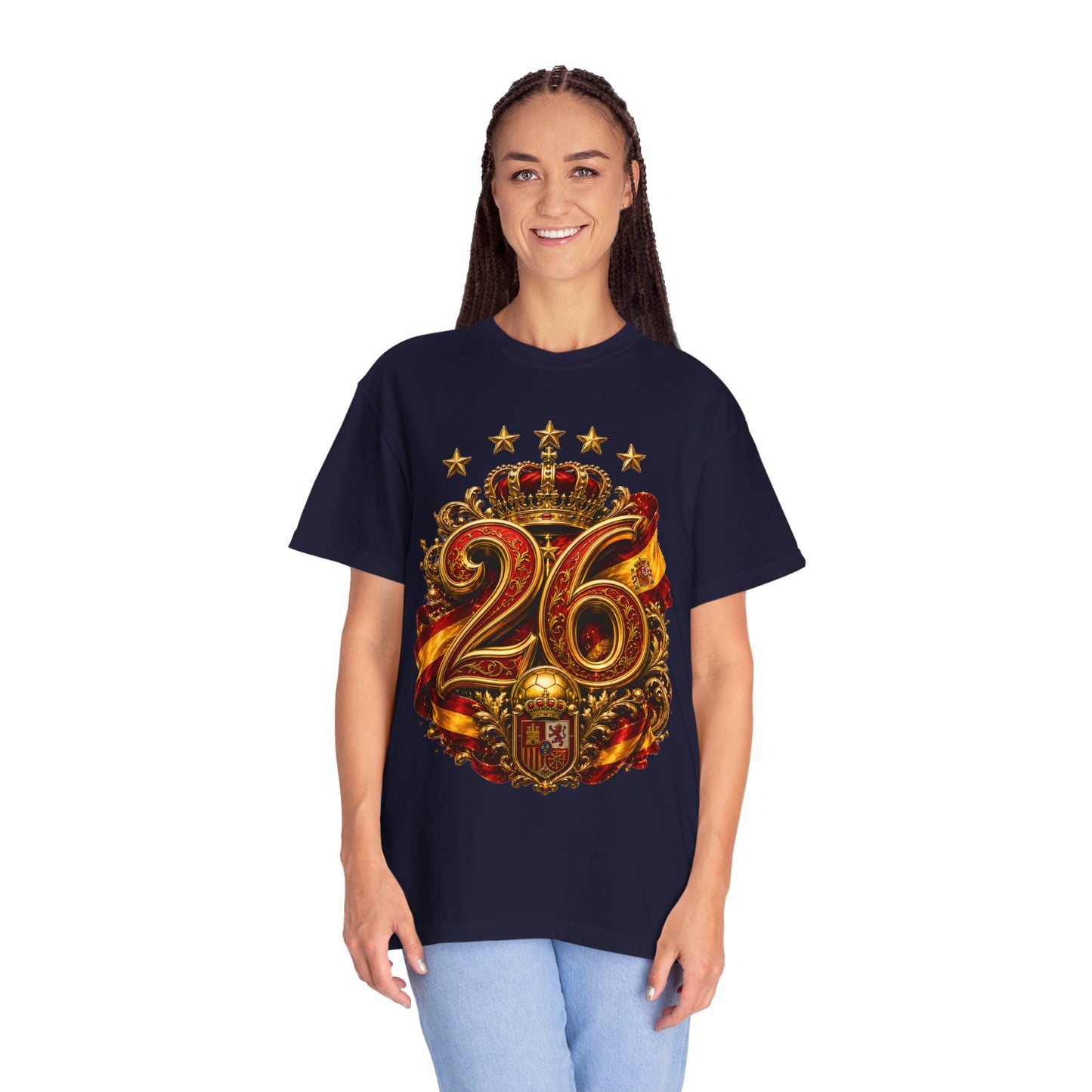 Spain Football World Cup 2026 'Ano de Ouro' Imperial Typography Crest | Premium Graphic Tee