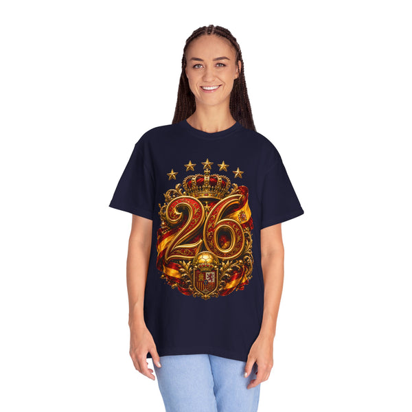 Spain Football World Cup 2026 'Ano de Ouro' Imperial Typography Crest | Premium Graphic Tee