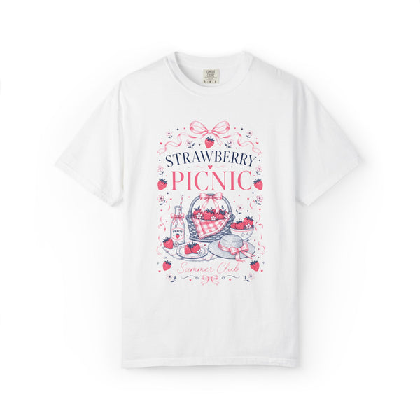 Strawberry Picnic 'Summer Club' Graphic Tee – Cottagecore Coquette Aesthetic