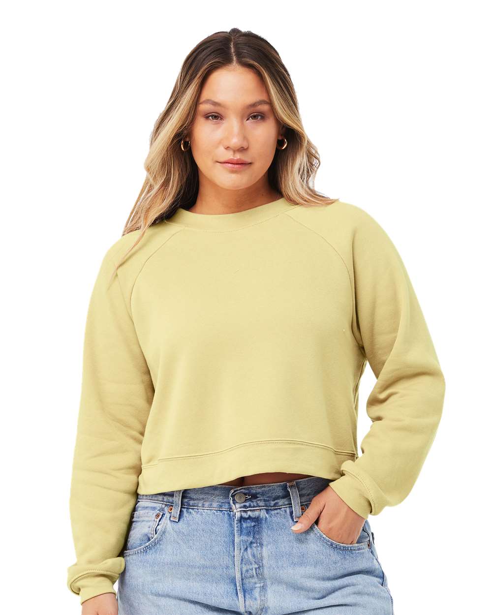 Women's Crop Raglan Fleece Crewneck Sweatshirt