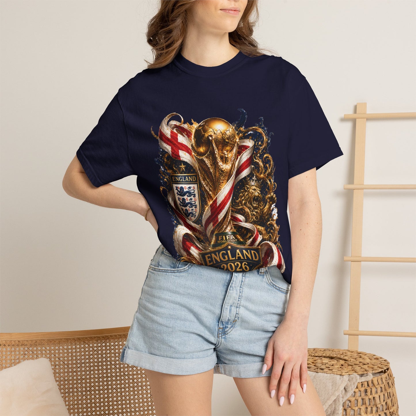 England World Cup 2026 Golden Glory – Three Lions | Premium Graphic Tee