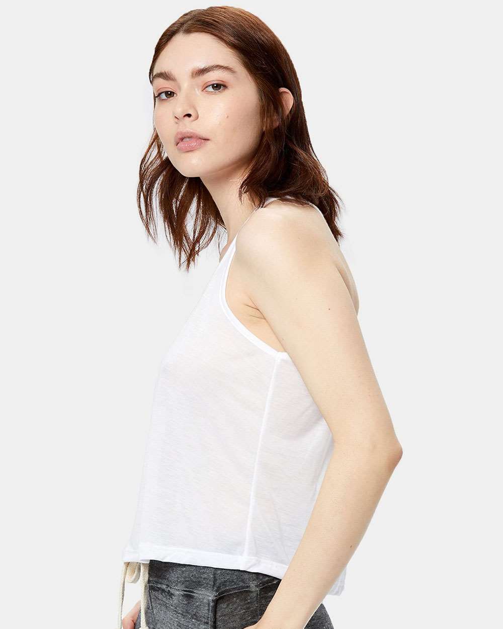 Women's Sheer Cropped Racer Tank Top