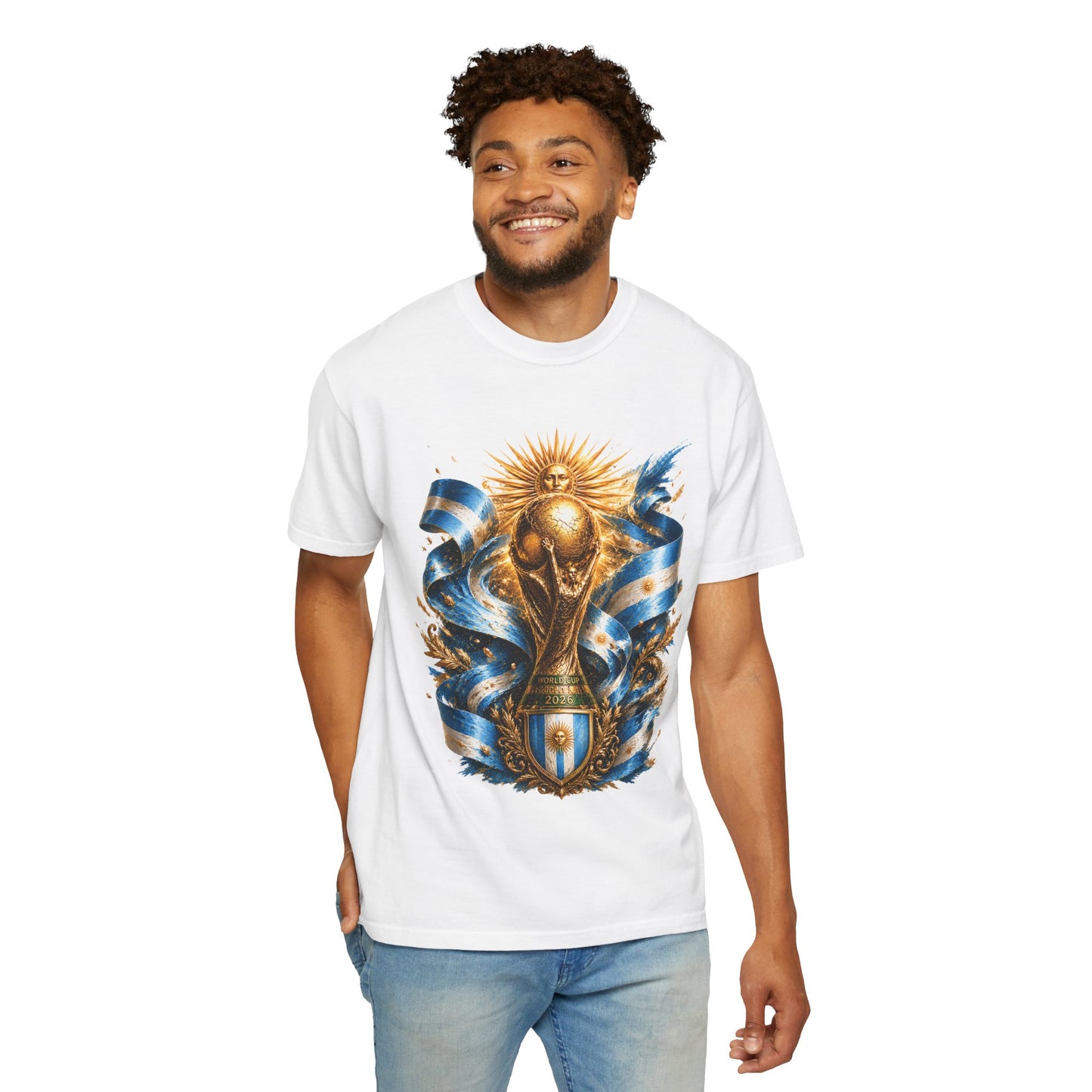 Argentina Football World Cup 2026 Radiant Trophy Shield – Celestial Glory | Premium Summer Tee