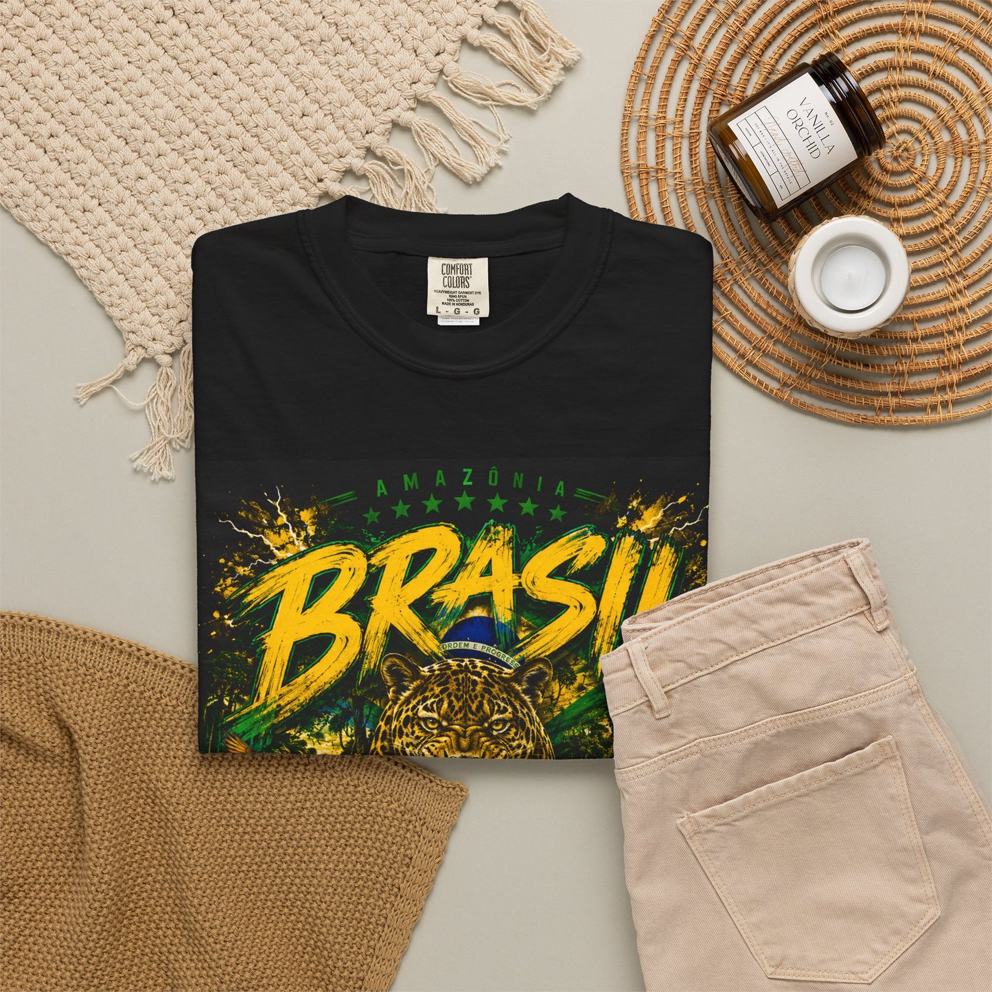 Brasil Amazonia World Cup 2026 T-Shirt PNG | Jaguar Soccer Graphic Tee | Natureza Garra Futebol Copa Do Mundo Fan Gift