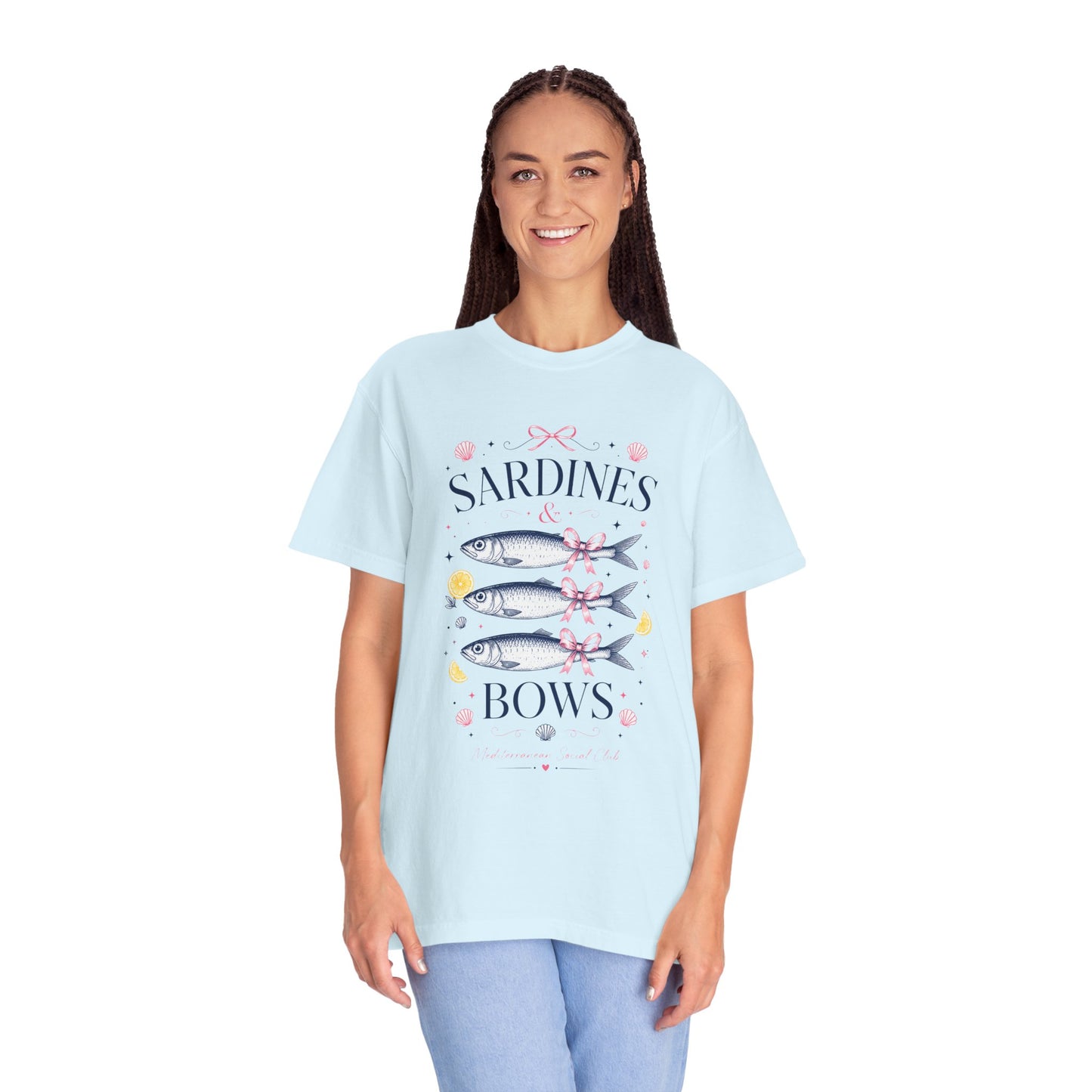 Sardines & Bows 'Mediterranean Social Club' Summer Graphic Tee – Coastal Coquette Aesthetic