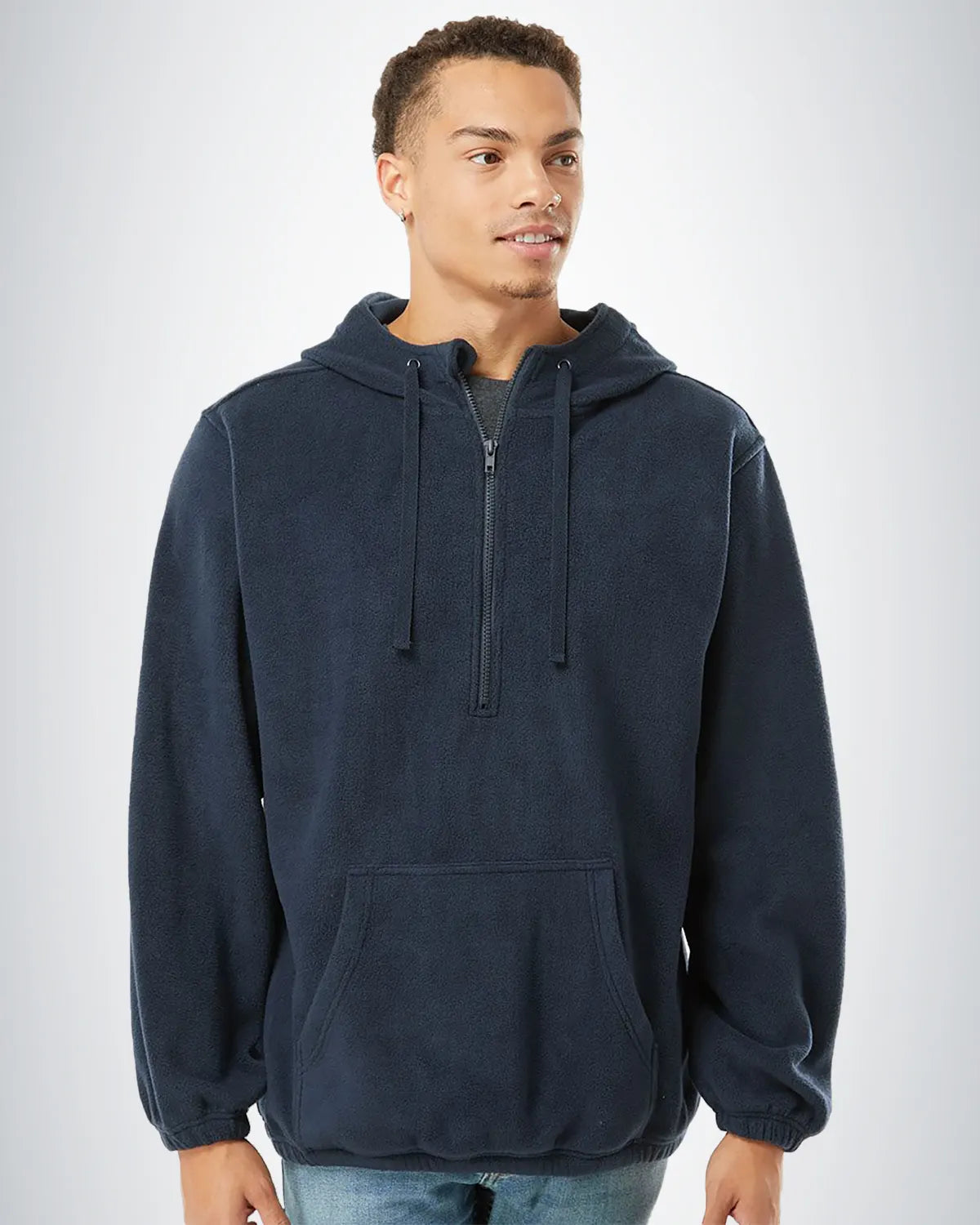 Burnside 3600 Polar Fleece Quarter-Zip Hooded Pullover