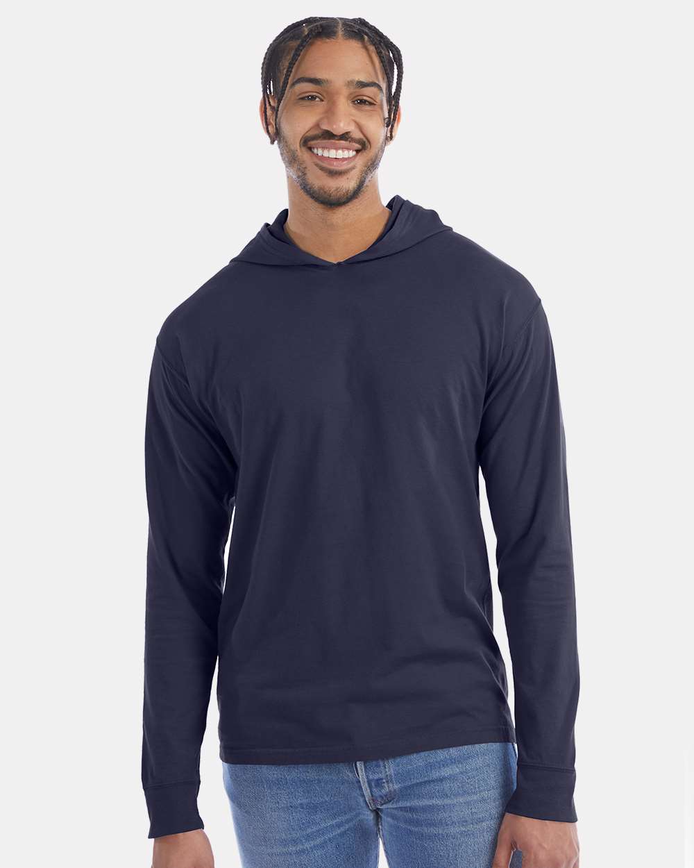 Unisex Garment-Dyed Jersey Hooded Long Sleeve T-Shirt