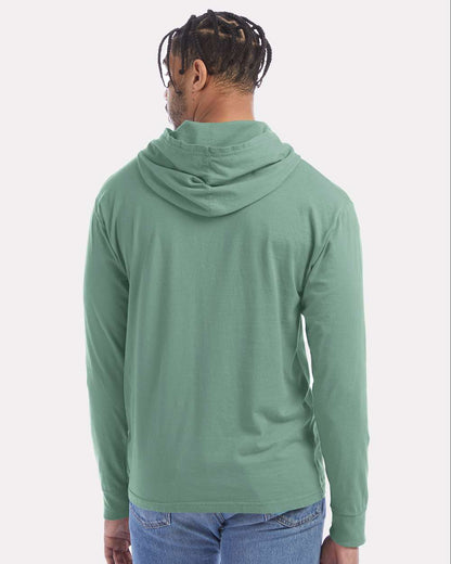 Unisex Garment-Dyed Jersey Hooded Long Sleeve T-Shirt