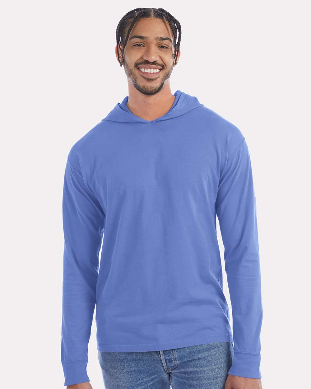 Unisex Garment-Dyed Jersey Hooded Long Sleeve T-Shirt