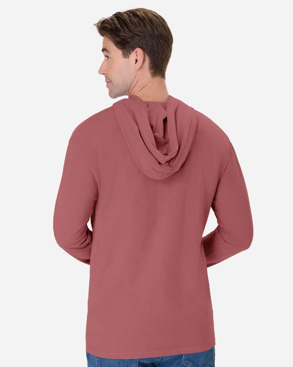 Unisex Garment-Dyed Jersey Hooded Long Sleeve T-Shirt