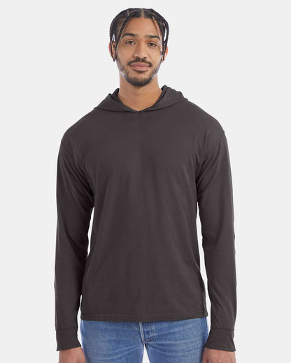 Unisex Garment-Dyed Jersey Hooded Long Sleeve T-Shirt