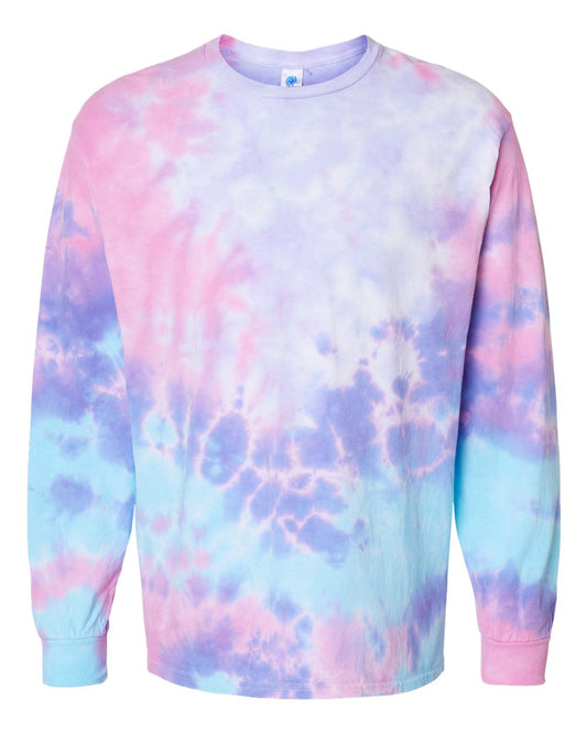 Colortone Tie Dye Long Sleeve T-Shirt for Women and Men, LG, Cotton Candy