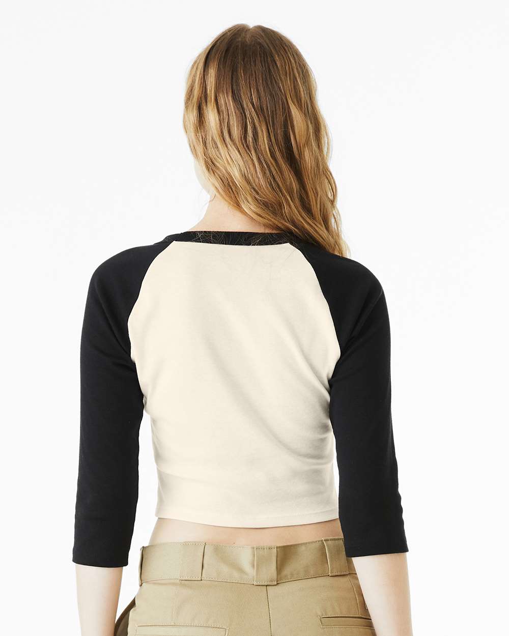 Women's Micro Rib Three-Quarter Raglan Sleeve Baby Tee