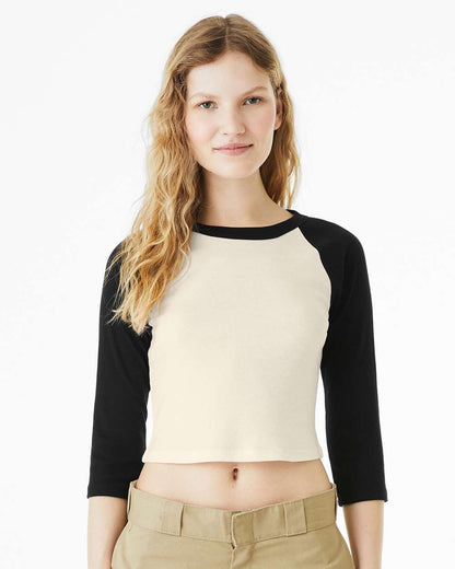 Women's Micro Rib Three-Quarter Raglan Sleeve Baby Tee