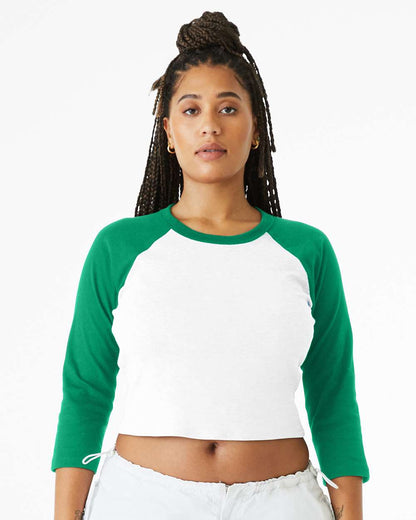 Women's Micro Rib Three-Quarter Raglan Sleeve Baby Tee
