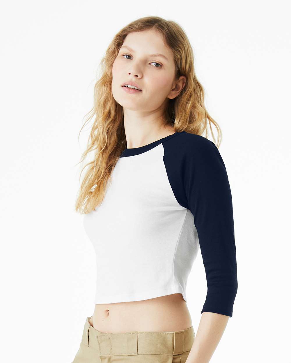 Women's Micro Rib Three-Quarter Raglan Sleeve Baby Tee