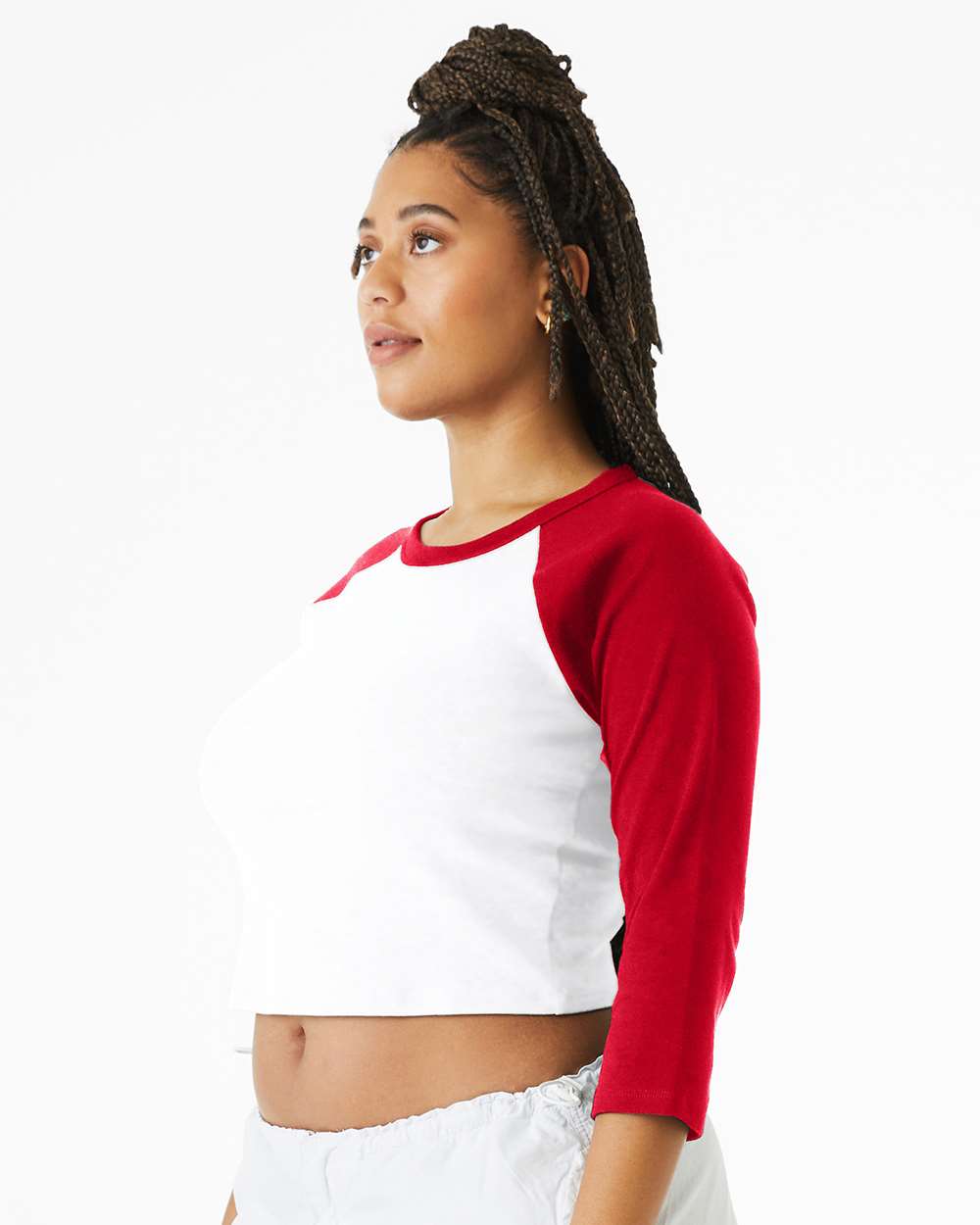 Women's Micro Rib Three-Quarter Raglan Sleeve Baby Tee
