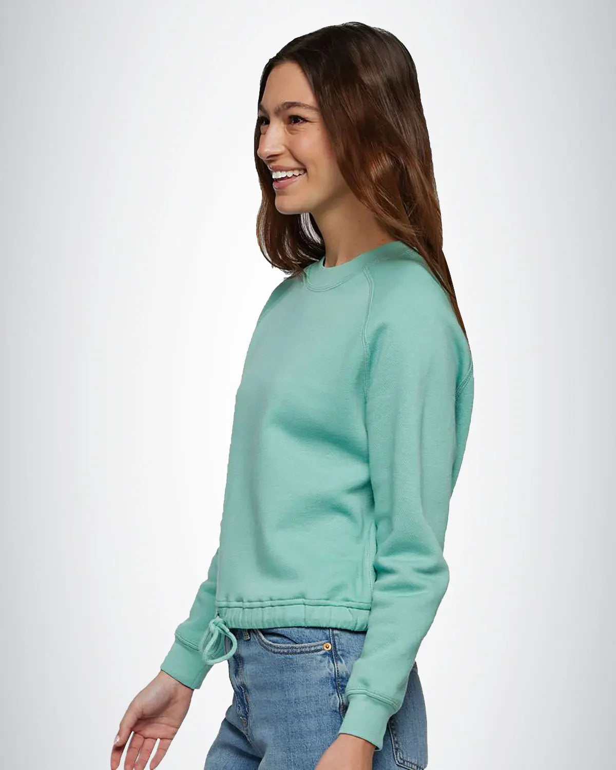 LAT 3528 Women Relaxed 3-End Boxy Fleece Crewneck Sweatshirt