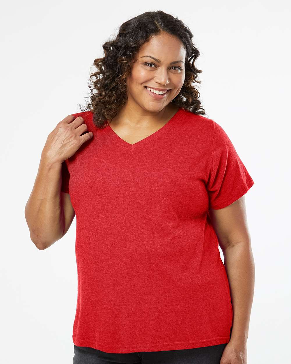 Women's Curvy Collection Fine Jersey V-Neck Tee