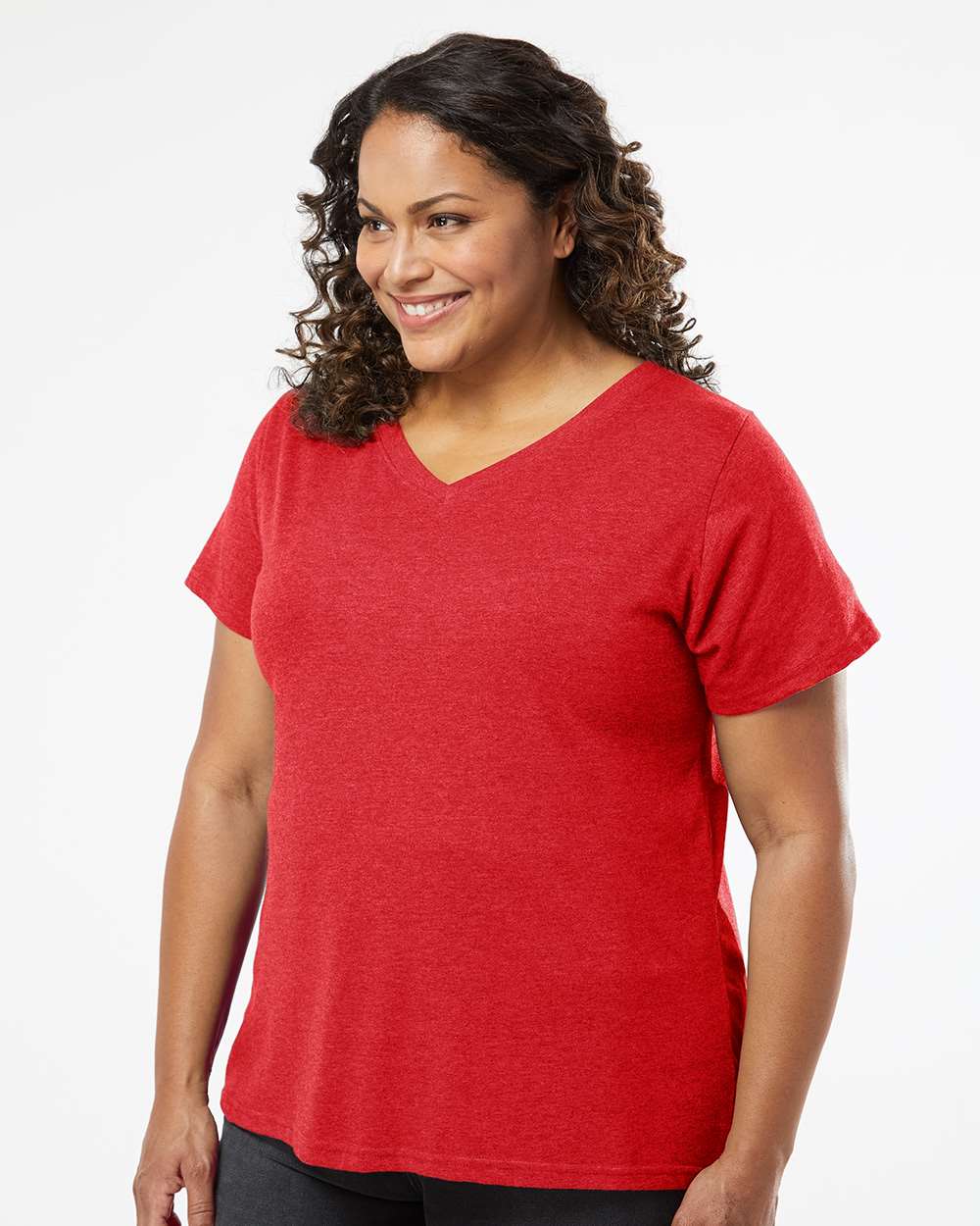 Women's Curvy Collection Fine Jersey V-Neck Tee