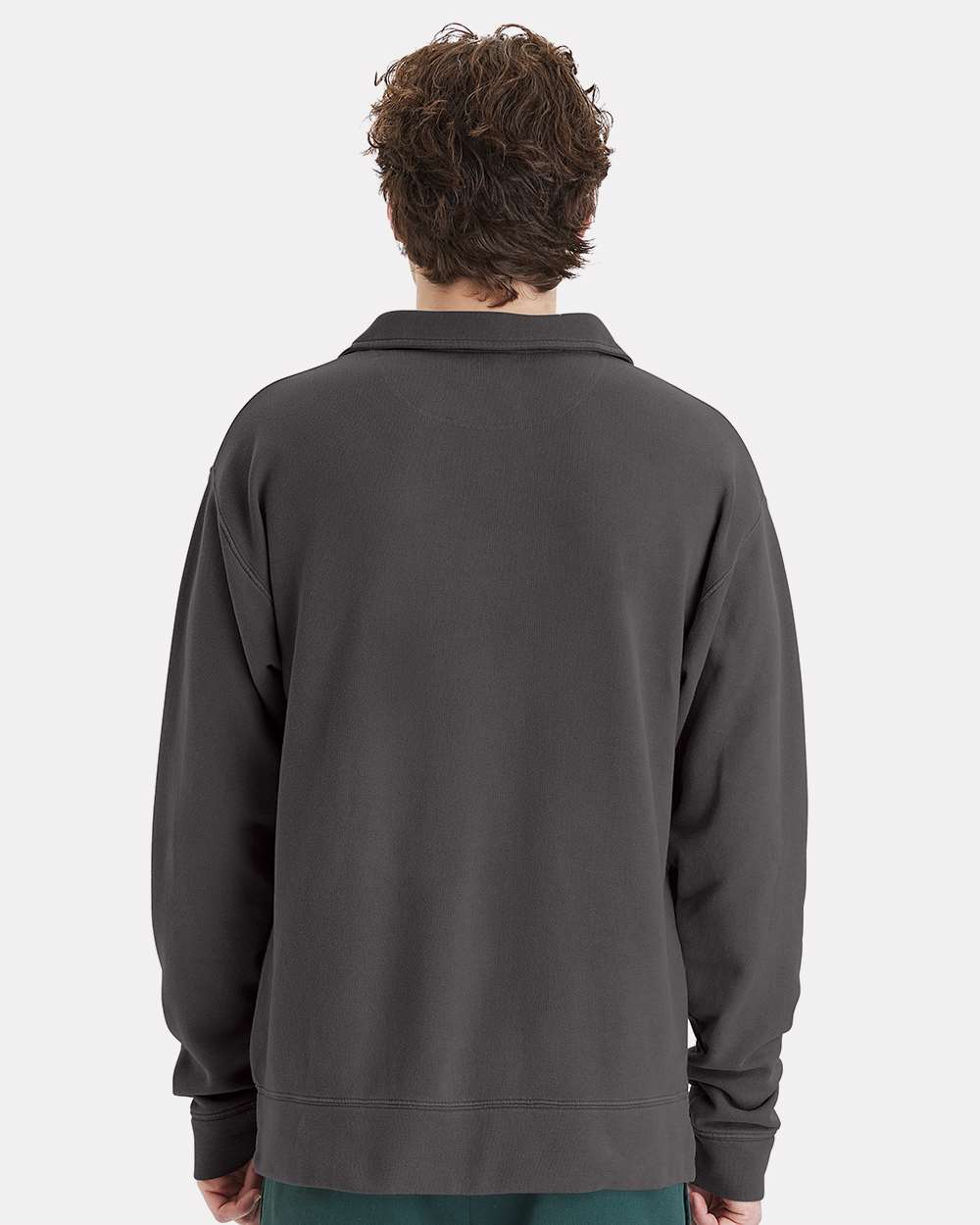 Unisex Garment-Dyed Polo Collar Sweatshirt