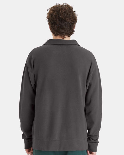 Unisex Garment-Dyed Polo Collar Sweatshirt