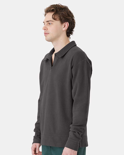 Unisex Garment-Dyed Polo Collar Sweatshirt