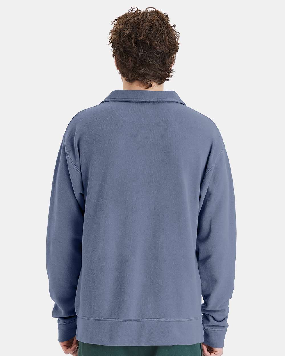 Unisex Garment-Dyed Polo Collar Sweatshirt