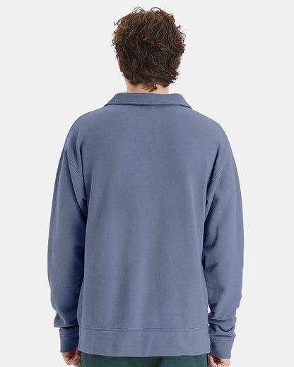 Unisex Garment-Dyed Polo Collar Sweatshirt