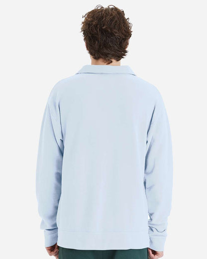 Unisex Garment-Dyed Polo Collar Sweatshirt