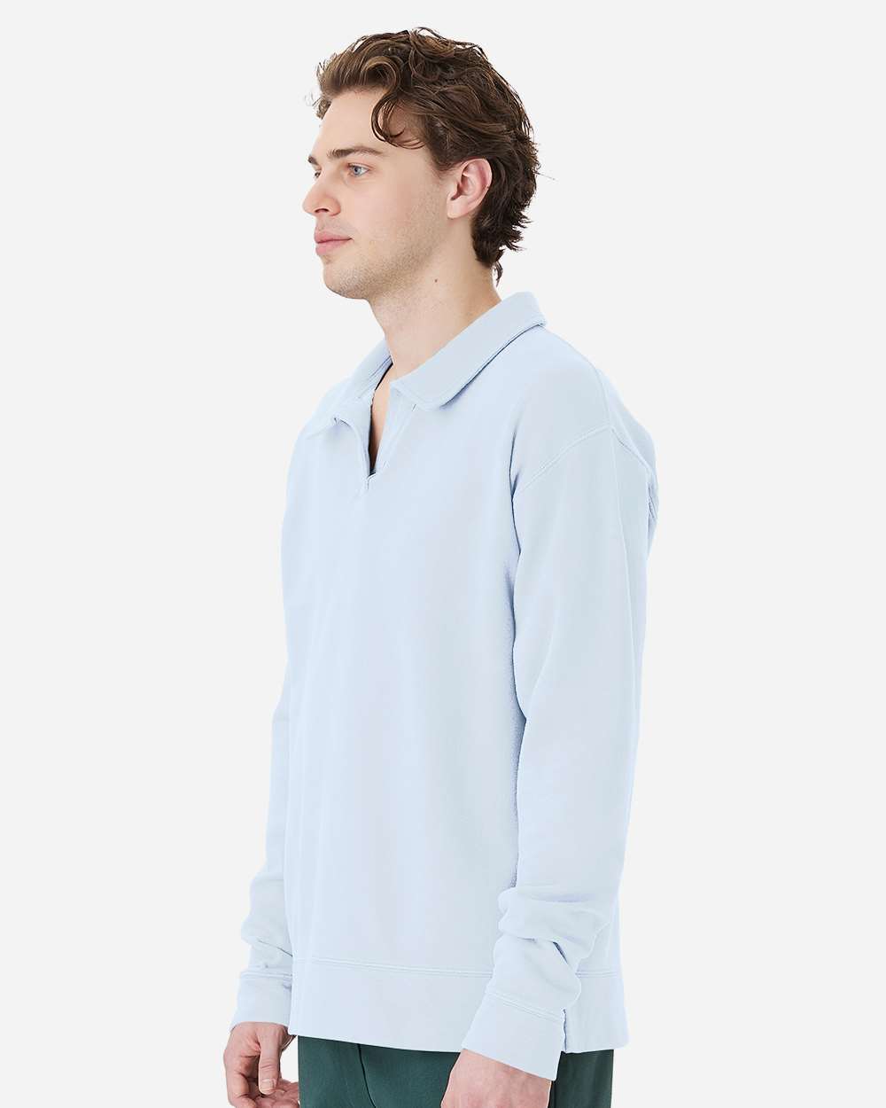 Unisex Garment-Dyed Polo Collar Sweatshirt
