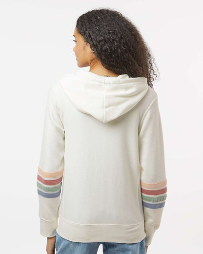Women's Striped Sleeves Full-Zip Hooded Sweatshirt