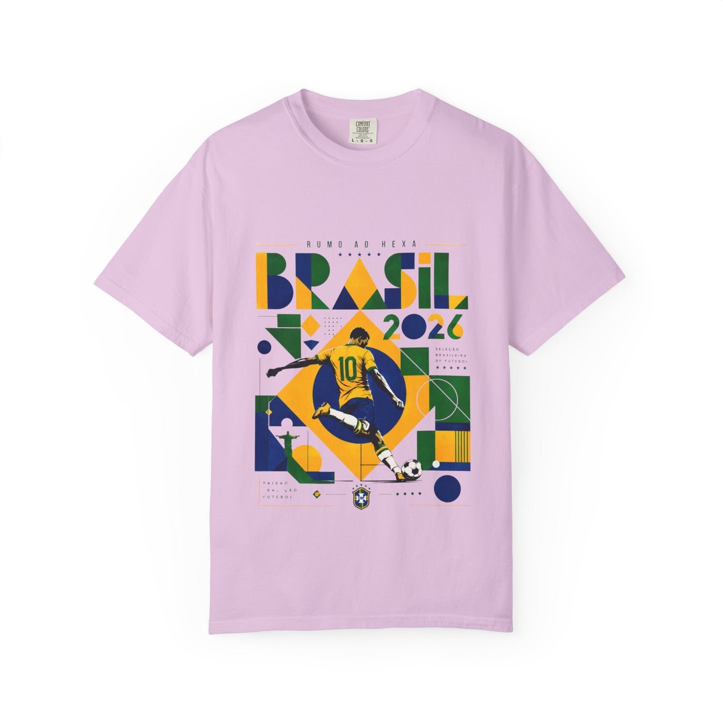 Brazil Rumo Ao Hexa World Cup 2026 T-Shirt PNG | Brasil 10 Geometric Soccer Graphic Tee | Copa Do Mundo Fan Gift