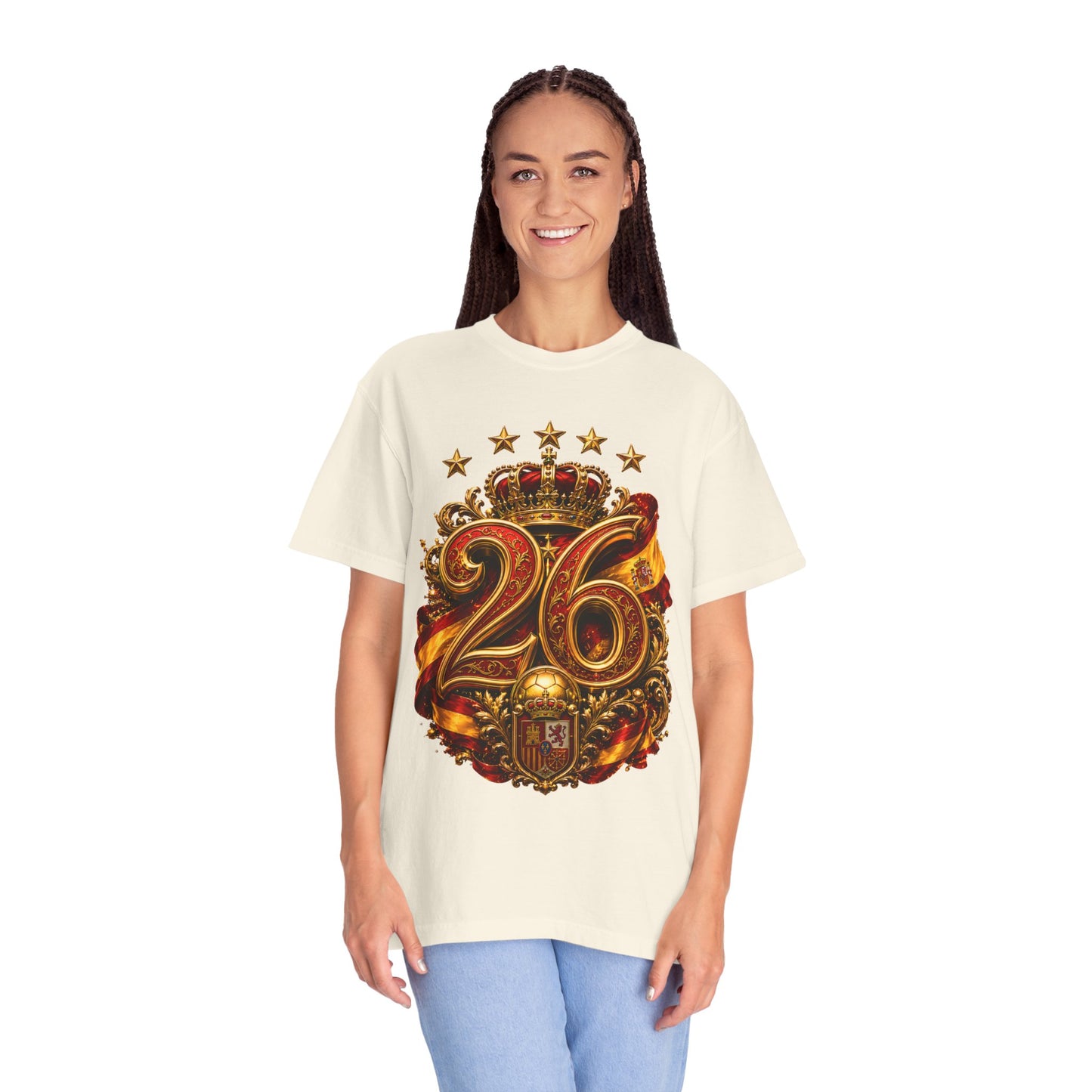 Spain Football World Cup 2026 'Ano de Ouro' Imperial Typography Crest | Premium Graphic Tee