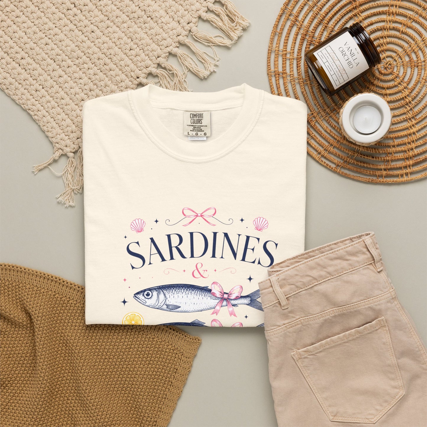 Sardines & Bows 'Mediterranean Social Club' Summer Graphic Tee – Coastal Coquette Aesthetic