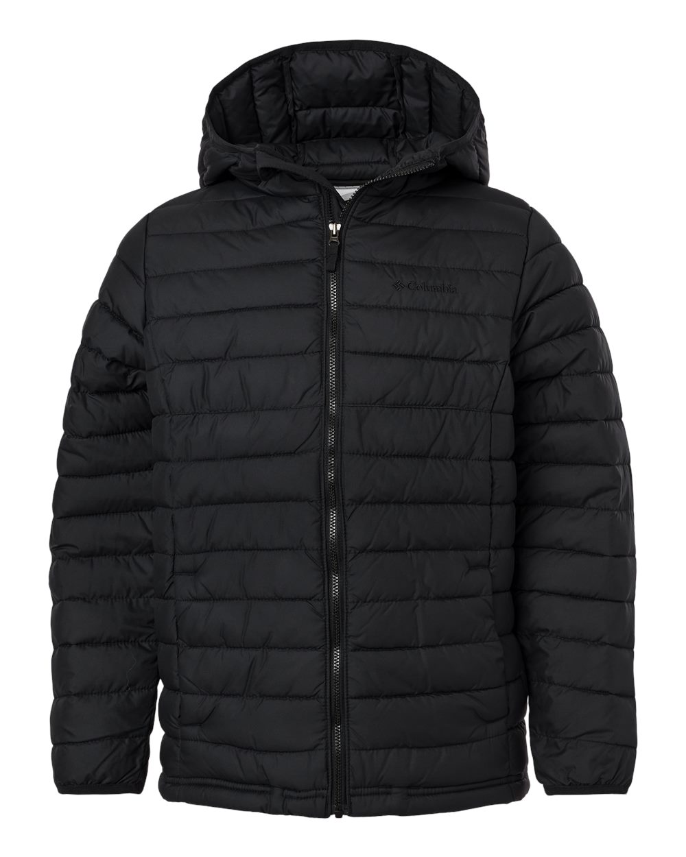 Columbia Youth Boys Powder Lite II Hooded Jacket, Black, Large