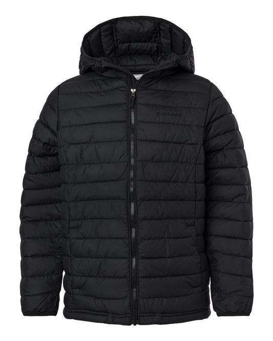 Columbia Youth Boys Powder Lite II Hooded Jacket, Black, Large