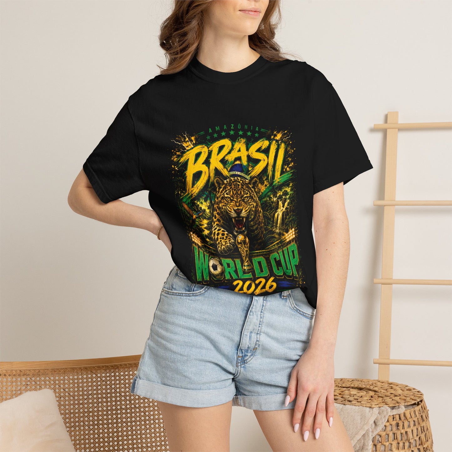 Brazil Amazon Thunder 2026 World Cup T-Shirt PNG | Selecao Jaguar Football Graphic Tee | Copa Do Mundo Soccer Fan Gift