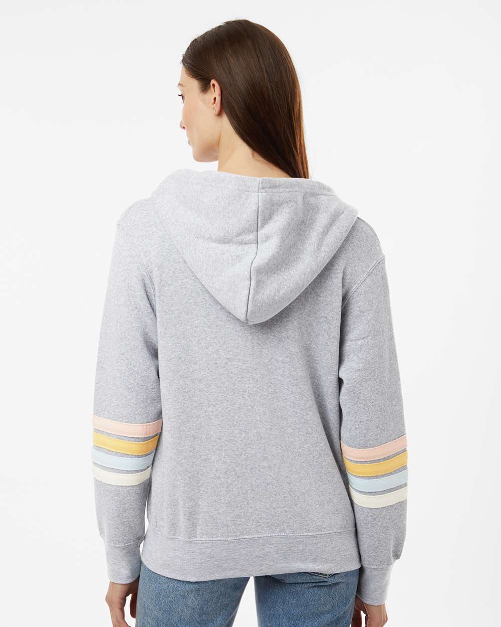Women's Striped Sleeves Full-Zip Hooded Sweatshirt