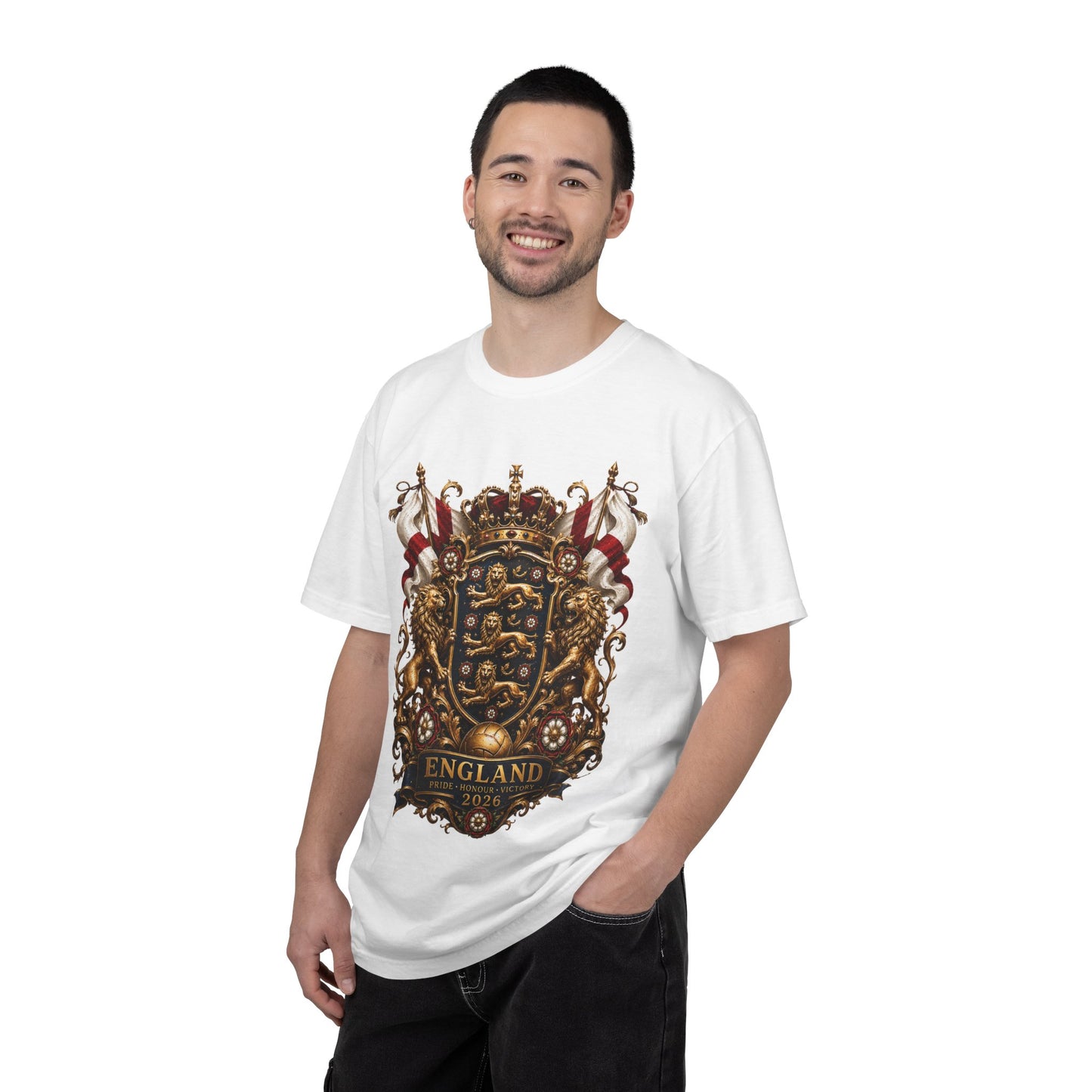 Imperial Three Lions Shield – England Football Baroque Heritage | Premium Graphic Tee